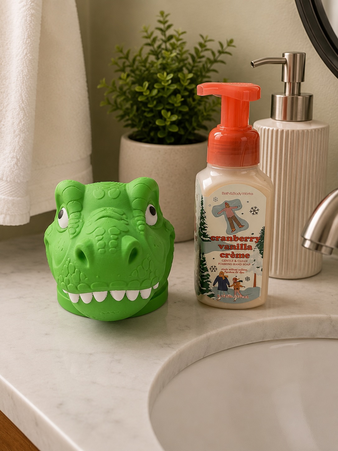 Dinosaur Soap Holder for Bath & Body Works Foaming Soap | Cute T-Rex Bathroom Decor | 3D Printed Holder picture