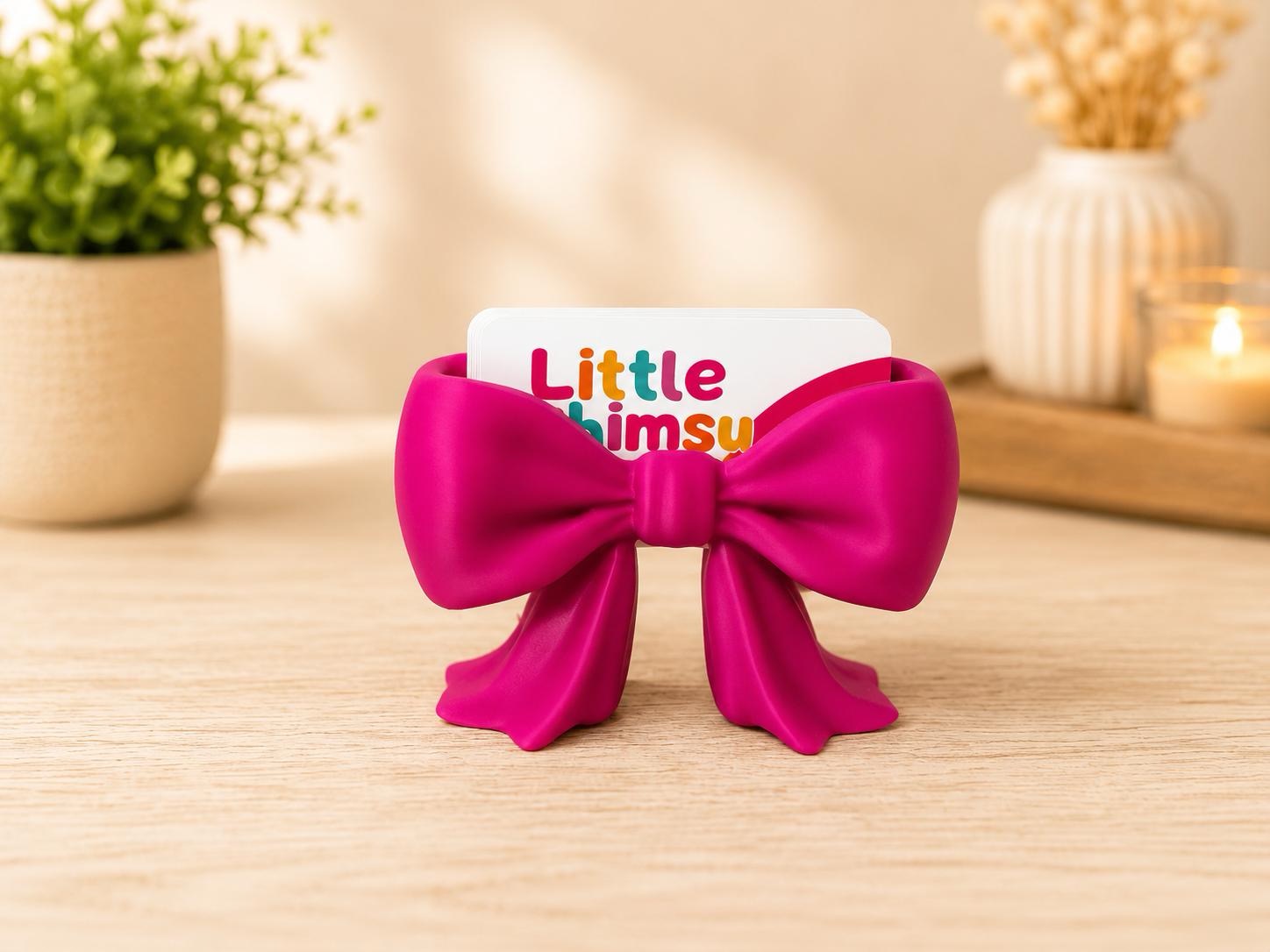Bow Business Card Holder | Cute Desk Organizer & Business Card Display picture
