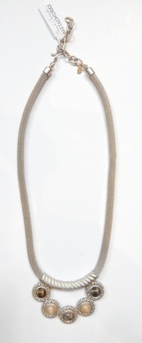 FIligree Semicircle Stone Slide on Mesh picture