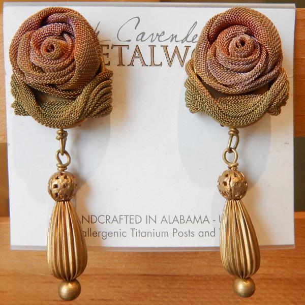 Rose and Pleated Wrap Earrings
