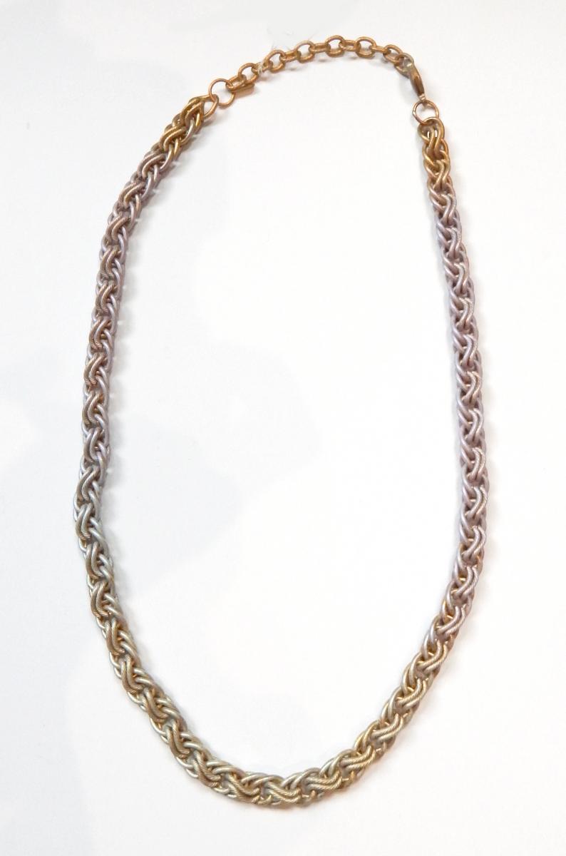 Textured Double Curb Chain Necklace with iridescent finish picture