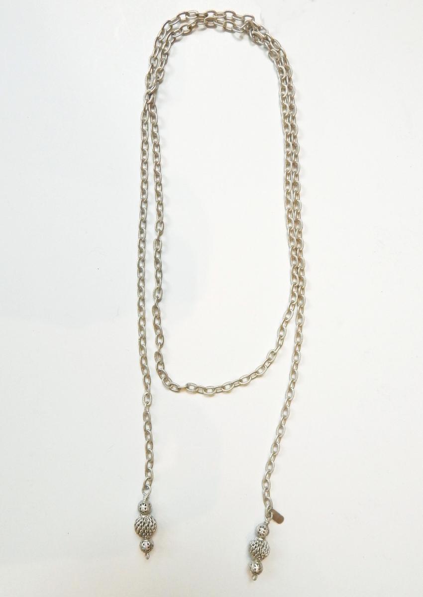 Tie lariat Necklace with mesh beads picture