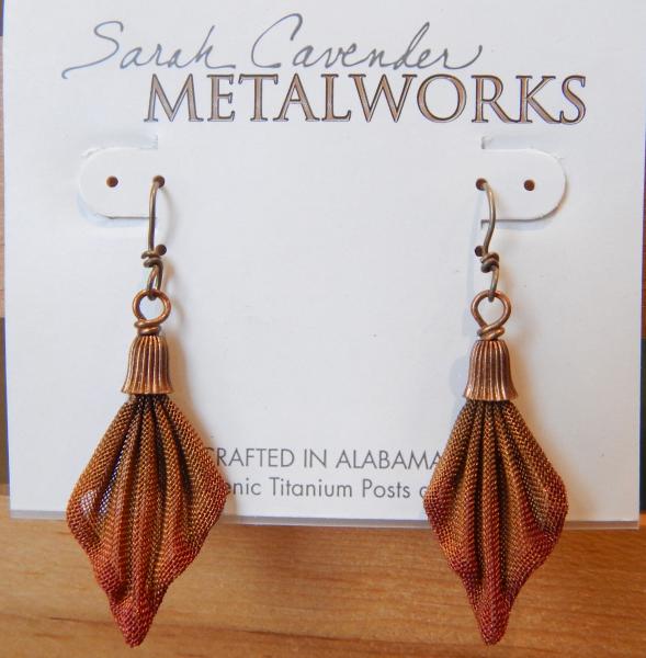 Pleated Leaf Earring on Titanium Wire picture