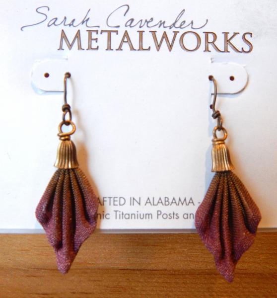 Pleated Leaf Earring on Titanium Wire