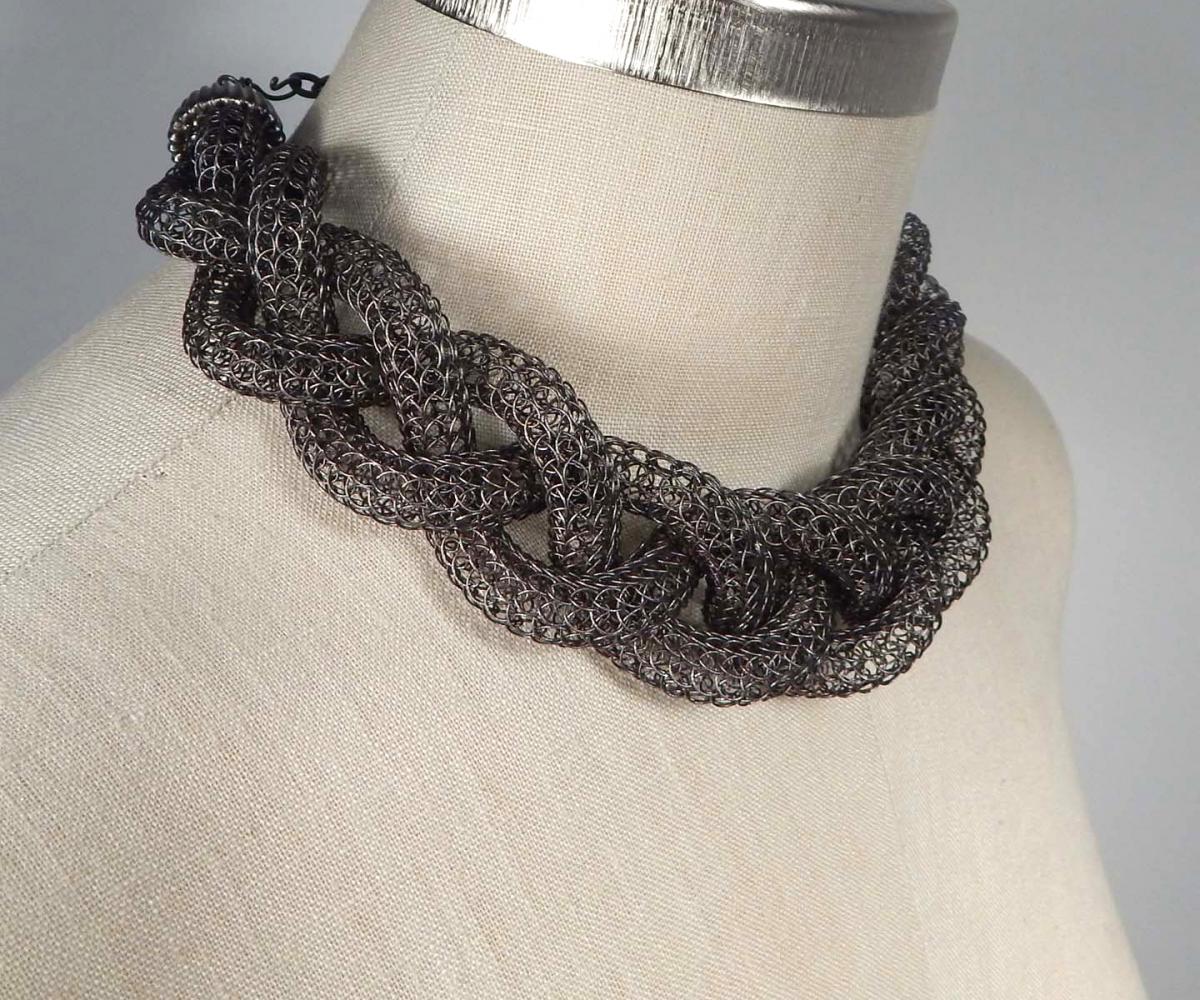 Braided Charcoal Viking Knit Choker picture