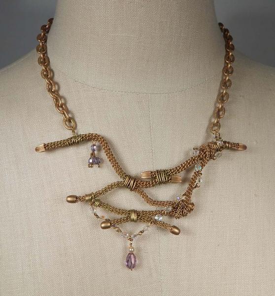 Twig Necklace with bead chain details