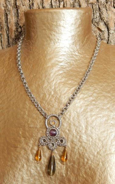 Byzantine Filigree Cluster Pendant with glass drops. picture