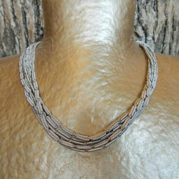 Multi Strand Pinched Coil Mesh Necklace