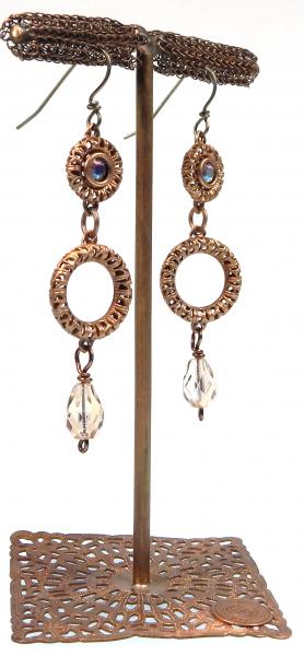 Filigree circles dangle earring with crystal drop picture