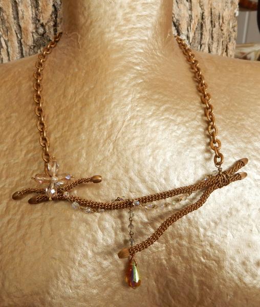 Twisted Mesh Twig Necklace with Crystals picture