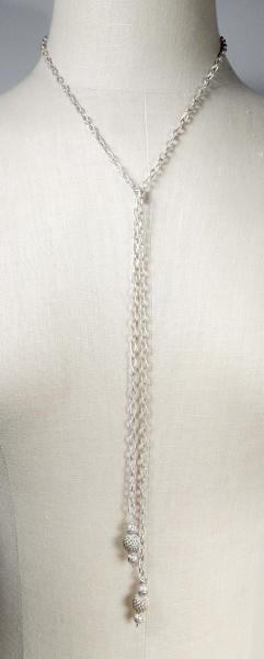 Tie lariat Necklace with mesh beads picture