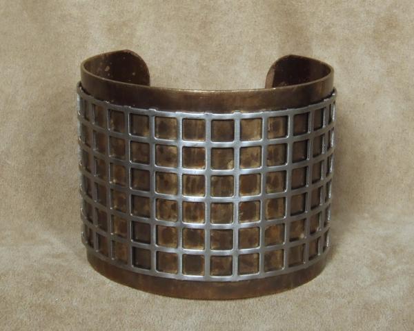 Stainless Steel Grid over Brass Cuff picture