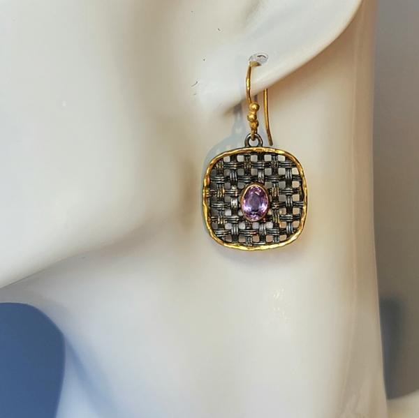 Black & Gold Quilted Earrings picture
