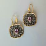 Black & Gold Quilted Earrings