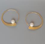 Gold and Pearl Spiral Hoops