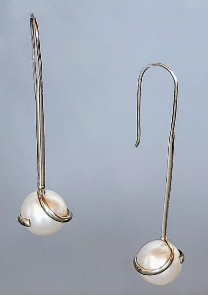 Silver Pearl Twist Earrings