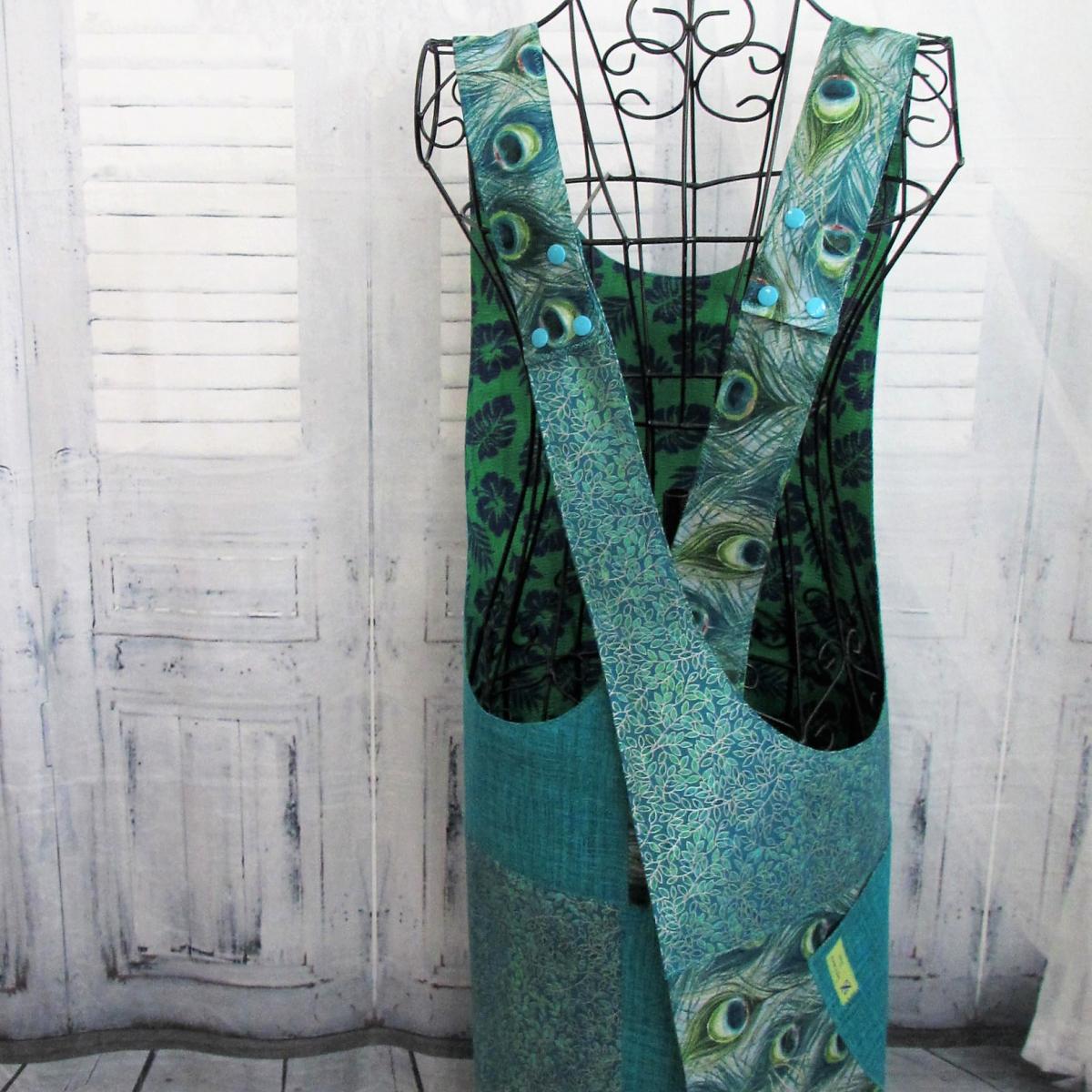 Adult Reversible Smock Apron w/Adjustable Shoulder Straps picture