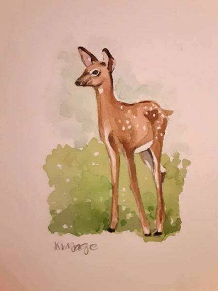 Watercolor Fawn on Paper picture