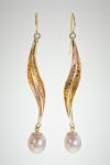 14K gold, Sterling, and Pink Pearl Earrings