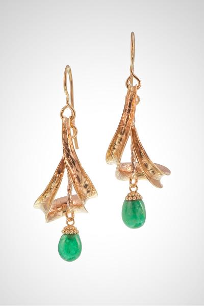 Gold and Emerald Drop Earrings picture