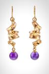 Small Festive 14k Gold Earrings with Amethyst Drops