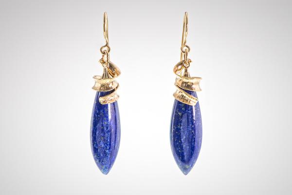 Lapis and Gold! 14k gold Earrings with Lapis Drops picture