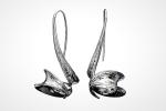 Classic Large, Long French Wire Textured Anticlastic Sterling Silver Curl Earrings