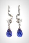 Silver Earrings with Carved  Lapis Drops, "Yummy Lapis"