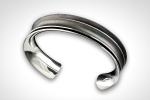 MENs Dark Patinated Anticlastic Double Cuff, Minimal, Sophisticated Sterling Bracelet
