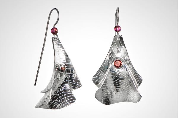 Garnet Ruffle Earrings