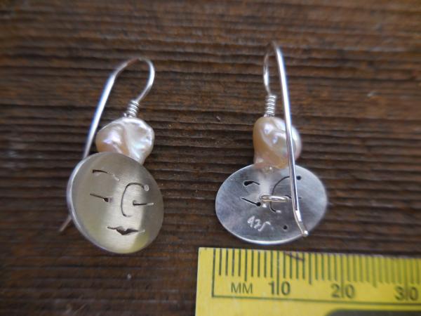 Oval faces in sterling silver with molar pinkish white pearls LY E 7720 picture