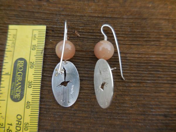 Crane earring oval earring in sterling silver with peach moonstone LY E 7721 picture