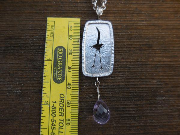 Crane with Lavender Amethyst  drop LY E 3104 picture