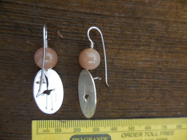 Crane earring oval earring in sterling silver with peach moonstone LY E 7721 picture