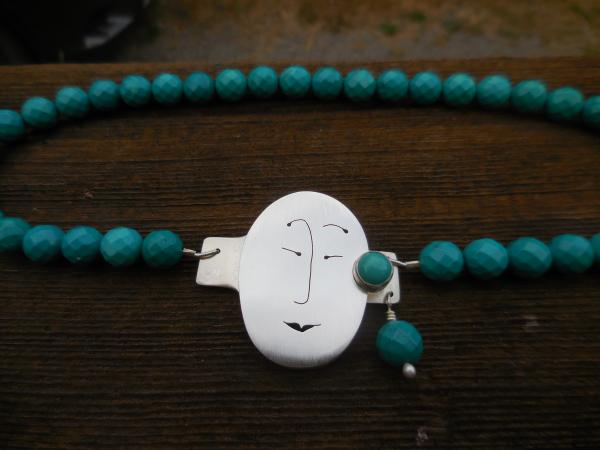 Unmentionables Face clasp in sterling silver with turquoise LY E 3268 picture