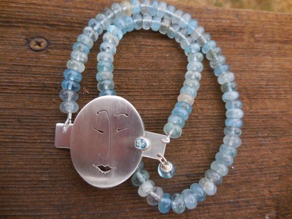 Unmentionables Face clasp in sterling silver with aquamarine LY N 3333 picture