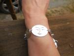 Six oval face bracelet in sterling silver with pearl LY E 1904