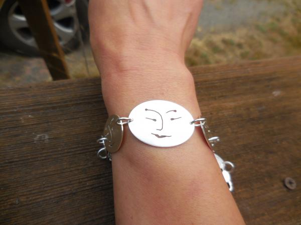 Six oval face bracelet in sterling silver with pearl LY E 1904 picture