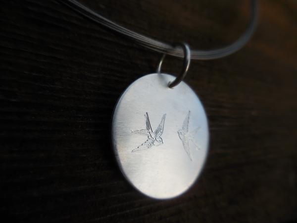 Two Swallows pendant in sterling silver with steel necklace LY N 3336 picture