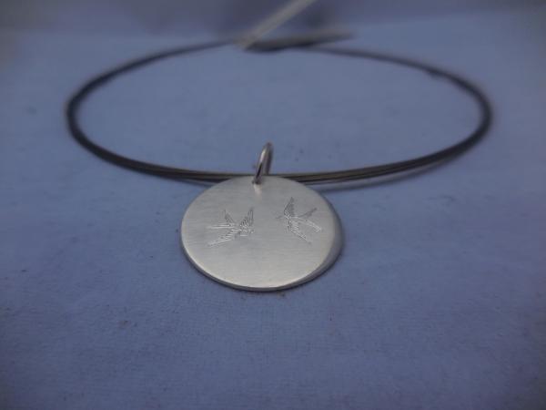Two Swallows pendant in sterling silver with steel necklace LY N 3336 picture