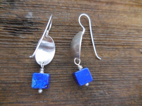 Sterling silver oval domes with lapis square beads LY E 7722 picture