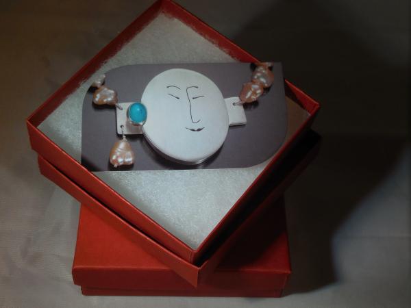 Unmentionables Face clasp in sterling silver with turquoise LY E 3268 picture