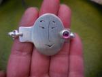 Unmentionables face clasp bracelet sterling silver & tourmaline LY B 1870