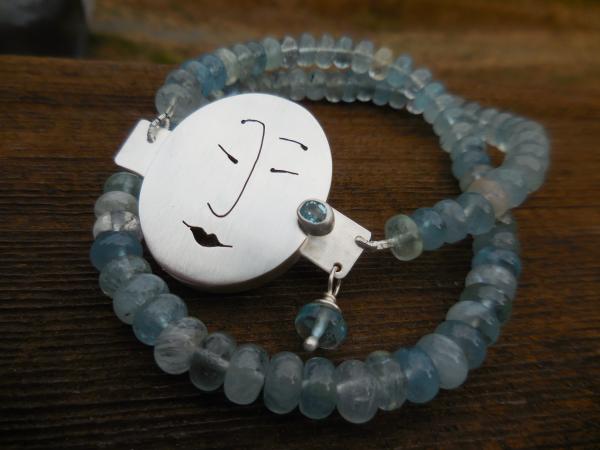 Unmentionables Face clasp in sterling silver with aquamarine LY N 3333 picture