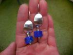 Sterling silver oval domes with lapis square beads LY E 7722