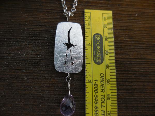 Crane with Lavender Amethyst  drop LY E 3104 picture