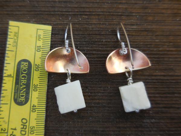 Brass half domes with sterling silver ear wires and hand carved bone beads LY E 7741 picture