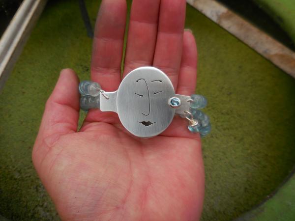Unmentionables Face clasp in sterling silver with aquamarine LY N 3333 picture