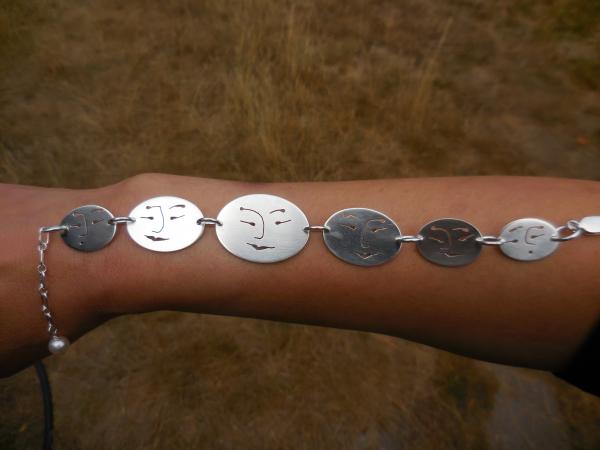 Six oval face bracelet in sterling silver with pearl LY E 1904 picture