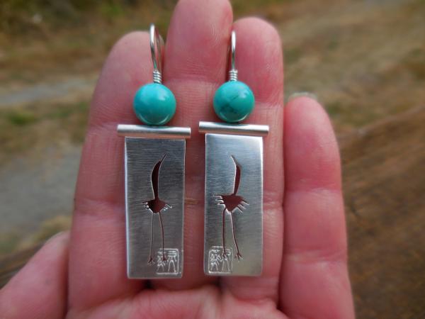 Crane earrings in sterling silver with turquoise LY E 7664
